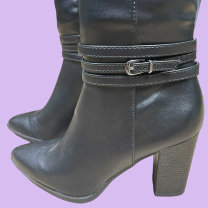 Y2K Faux Leather Boots - EU 37