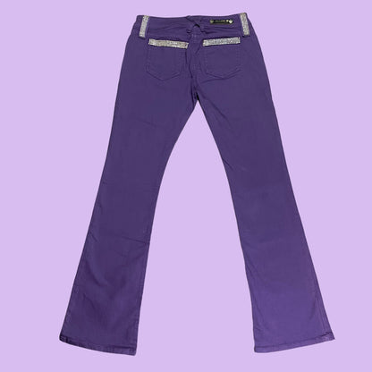 Purple Bootcut Jeans With Rhinestones - W28