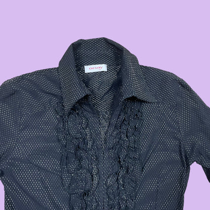 Black Glitter Button Up Shirt - S