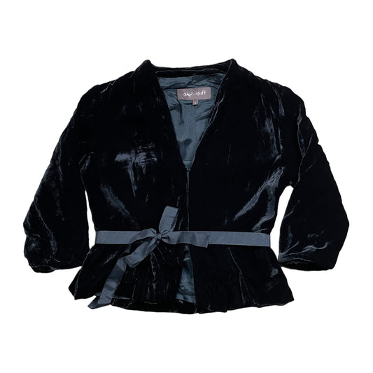 Black Velvet Silk Cropped Jacket - 8