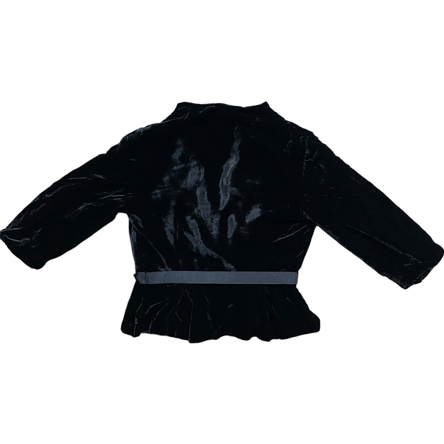 Black Velvet Silk Cropped Jacket - 8