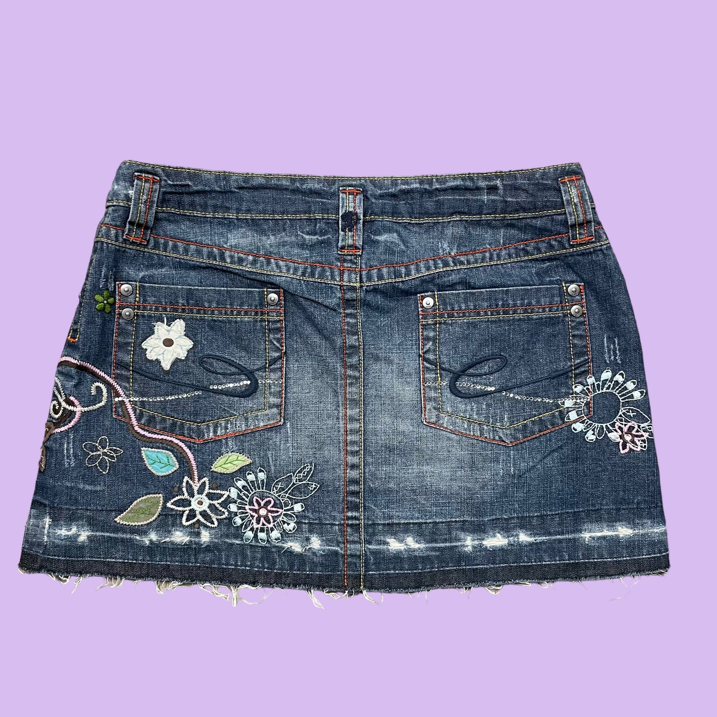 Denim Mini Skirt With Rhinestones - DE 38