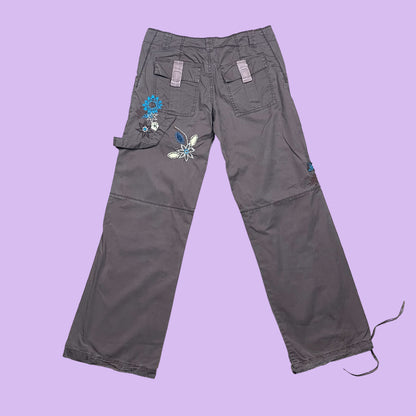 Brown Baggy Pants With Embroidery - M