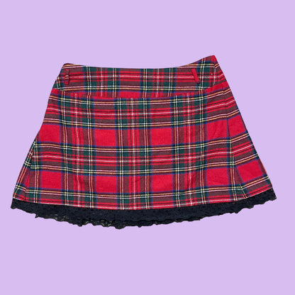 Red Tartan Mini Skirt - S/M