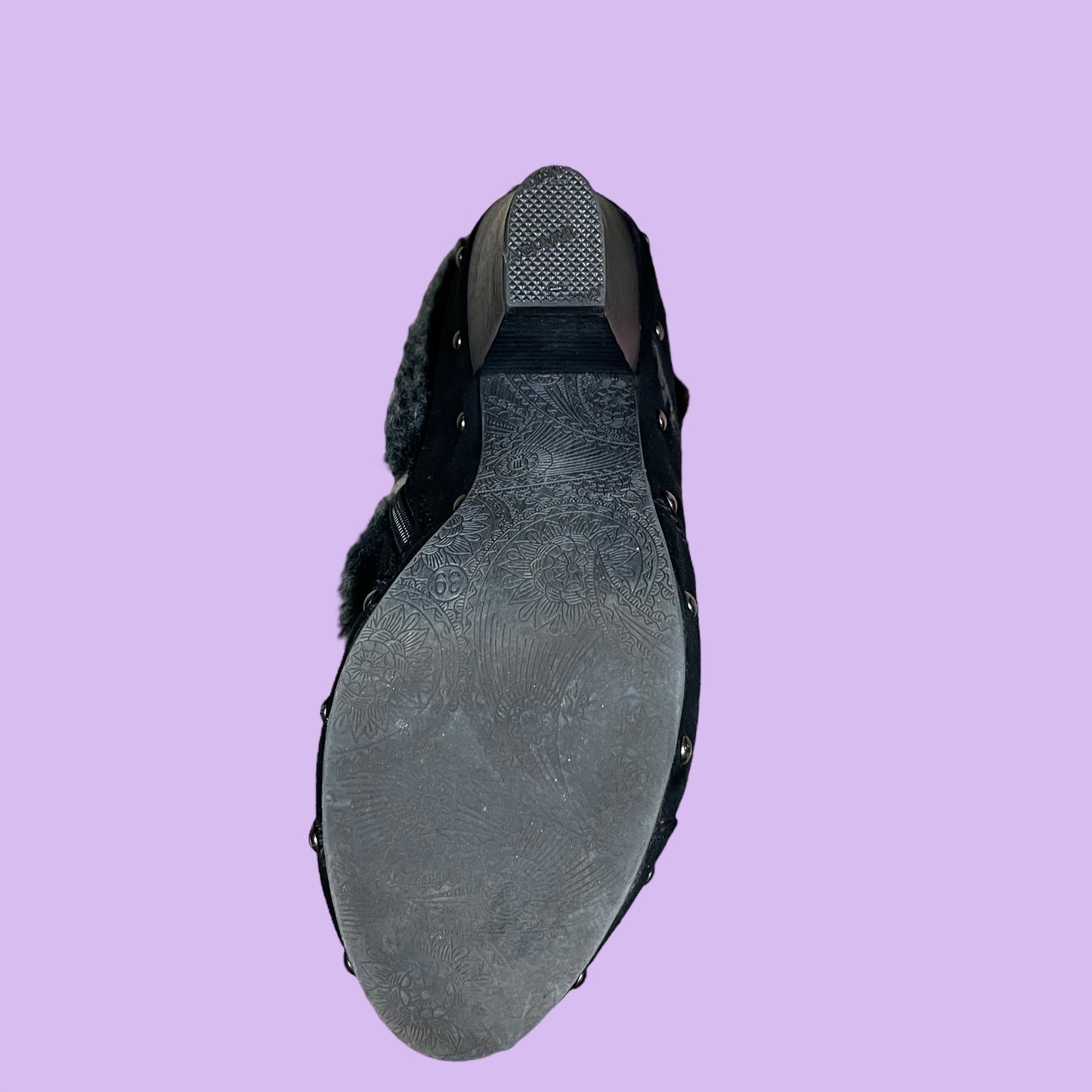 Black Clogs with Faux Fur Applications - EU 39