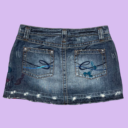 Denim Mini Skirt With Embroidery - DE 38