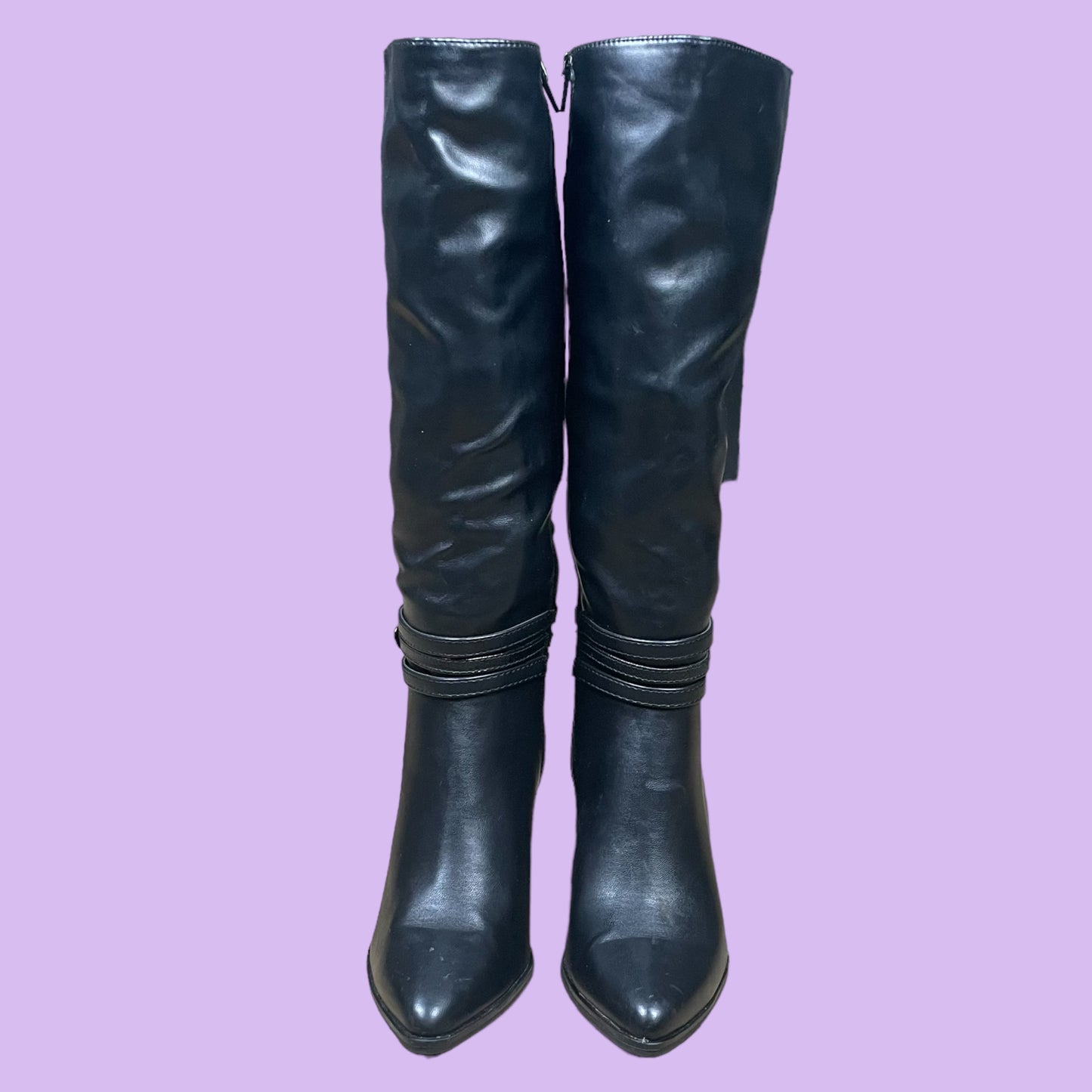 Y2K Faux Leather Boots - EU 37