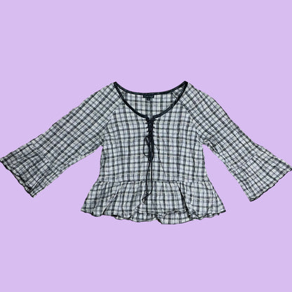 Grungy Lace Gingham Top - S