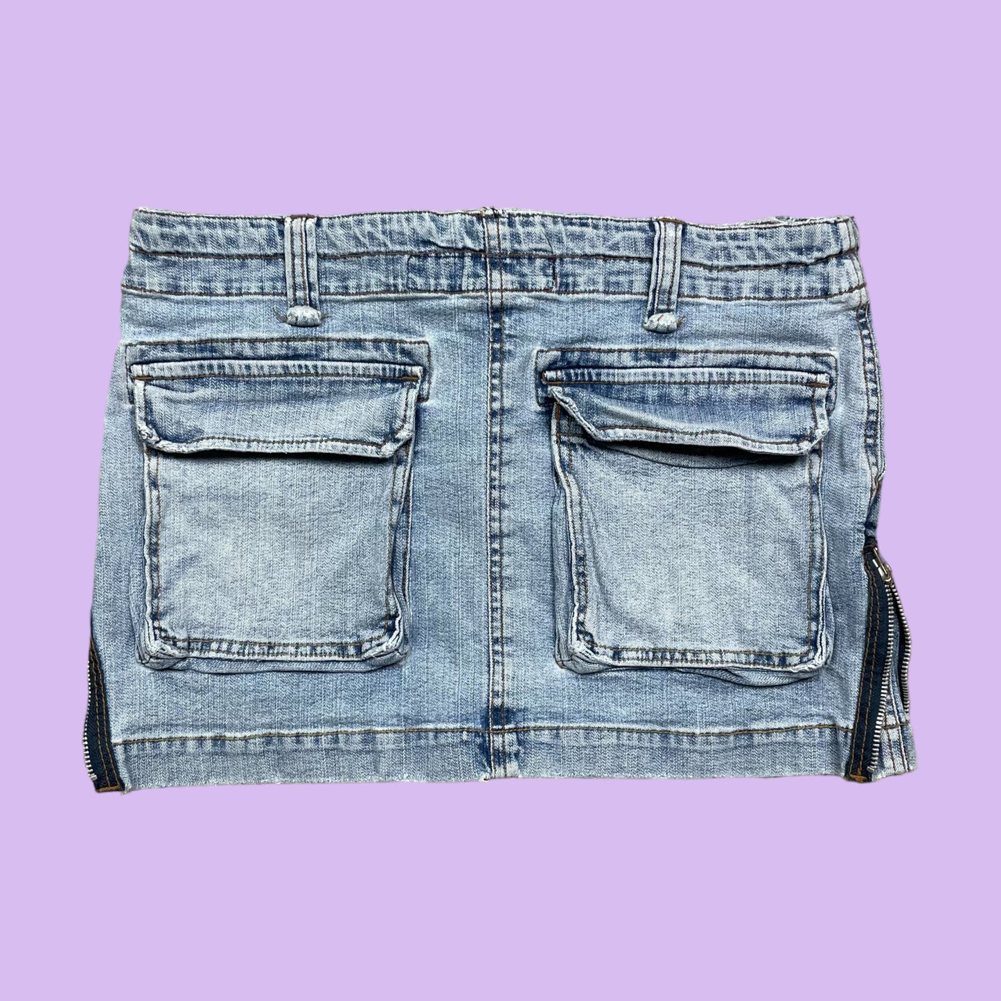 Fishbone Denim Mini Skirt - M