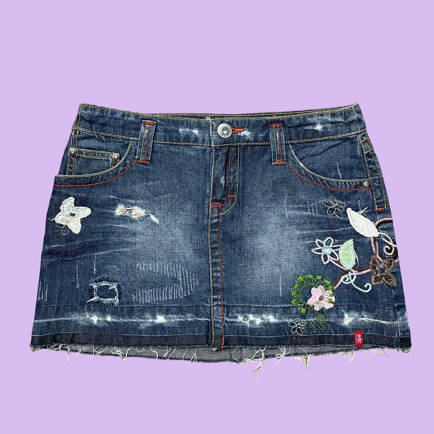 Denim Mini Skirt With Rhinestones - DE 38