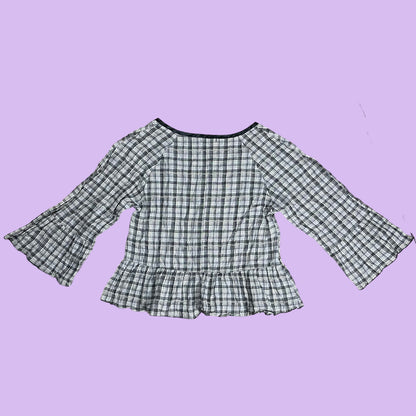 Grungy Lace Gingham Top - S