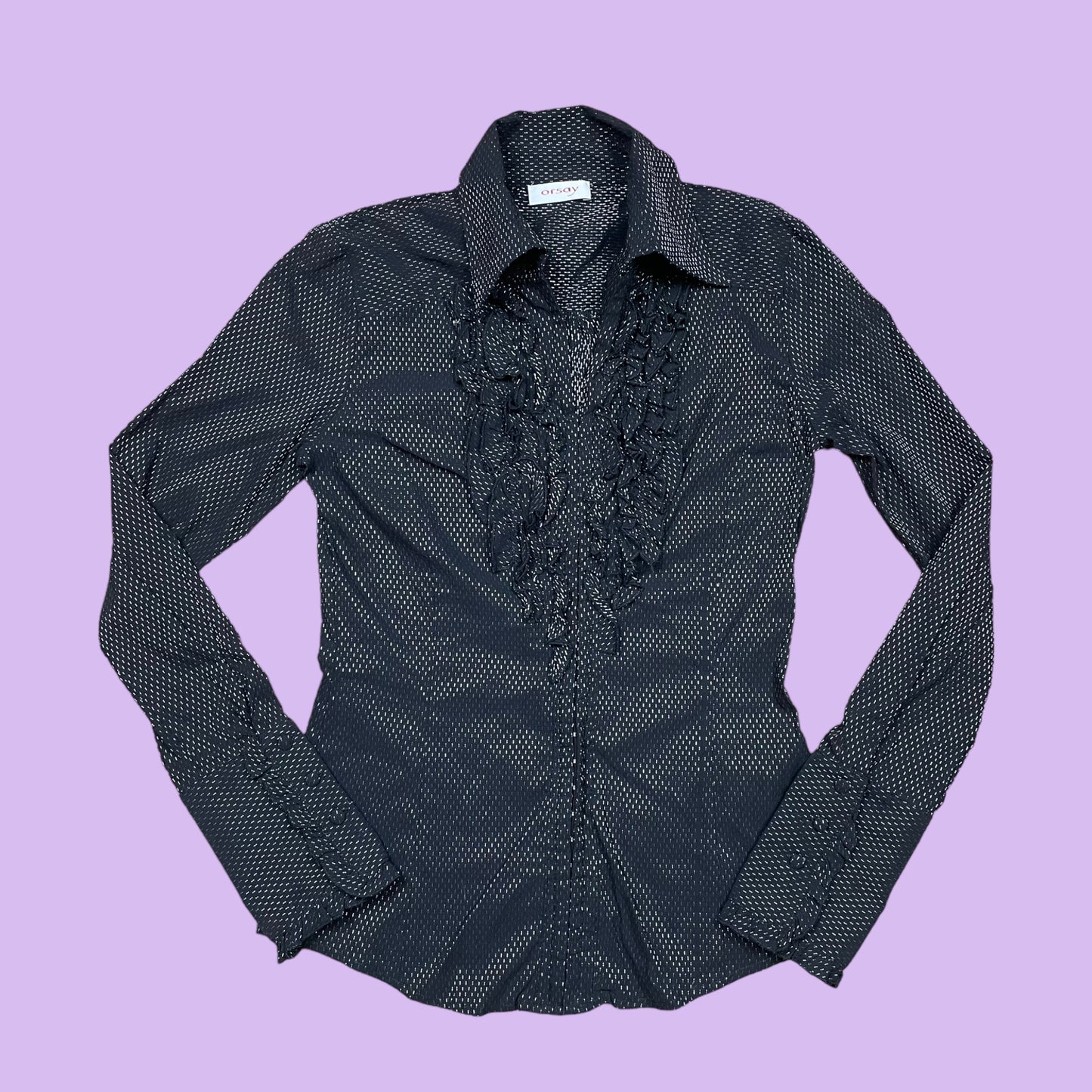 Black Glitter Button Up Shirt - S