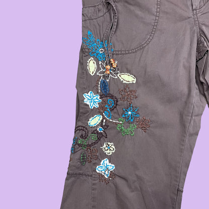 Brown Baggy Pants With Embroidery - M