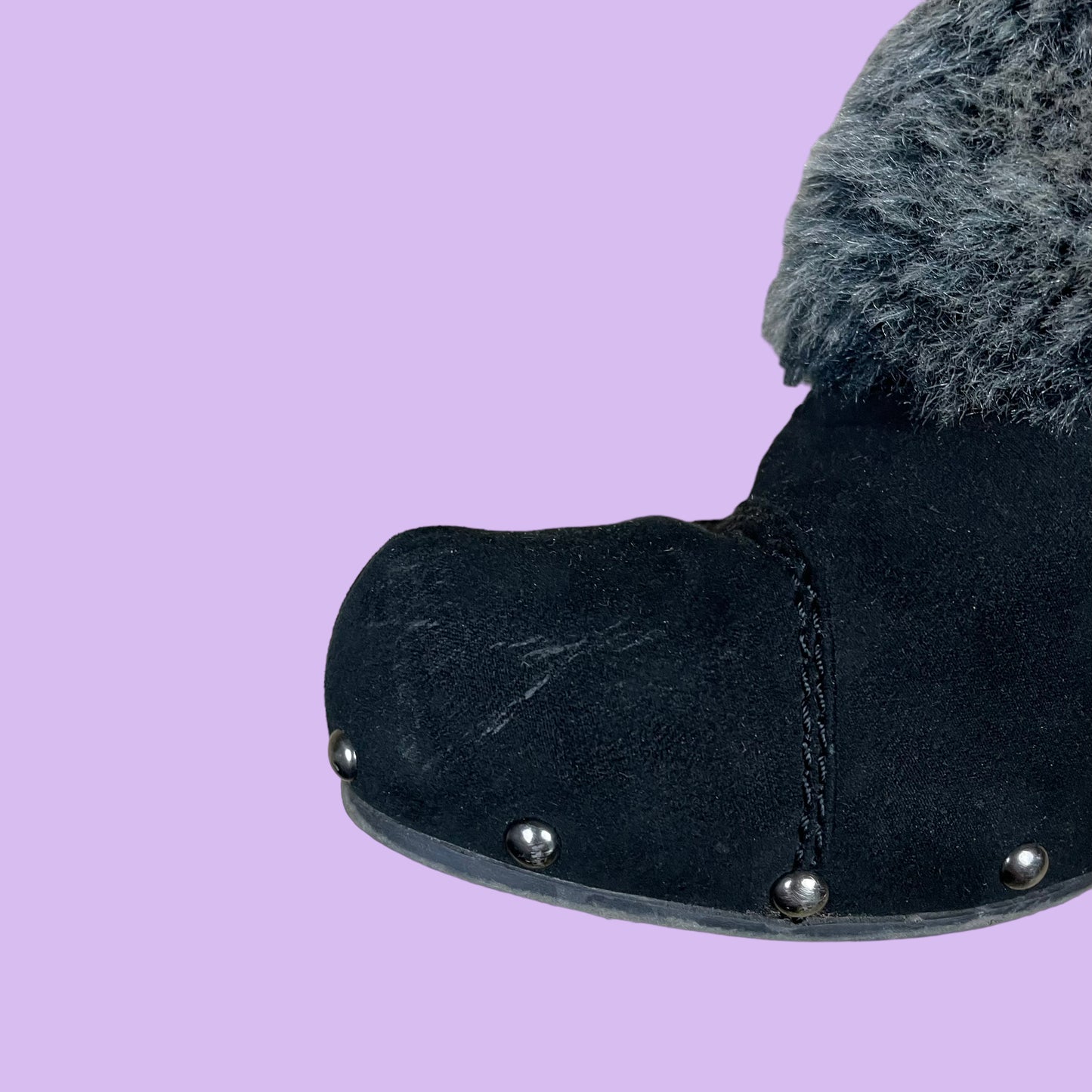 Black Clogs with Faux Fur Applications - EU 39