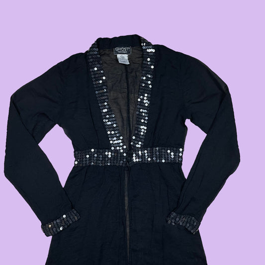 Sheer Robe With Sequin Details - S