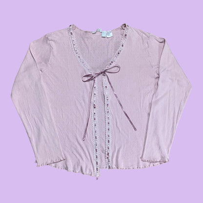 Coquette Pink Cardigan With Lacing - M