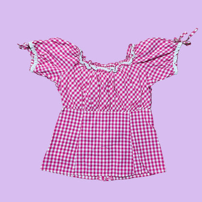 Pink Milkmaid Gingham Top - DE 40/DE 42