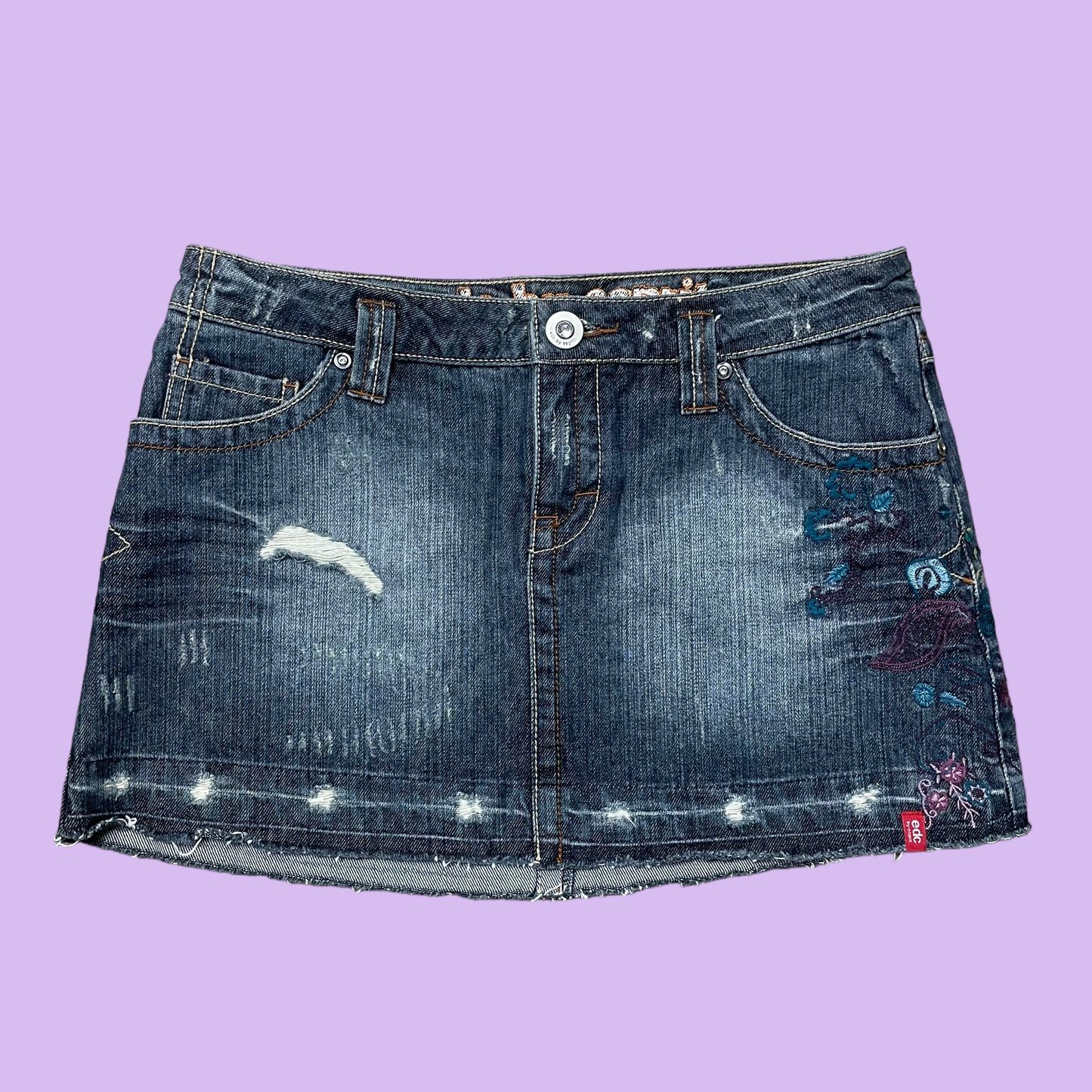 Denim Mini Skirt With Embroidery - DE 38