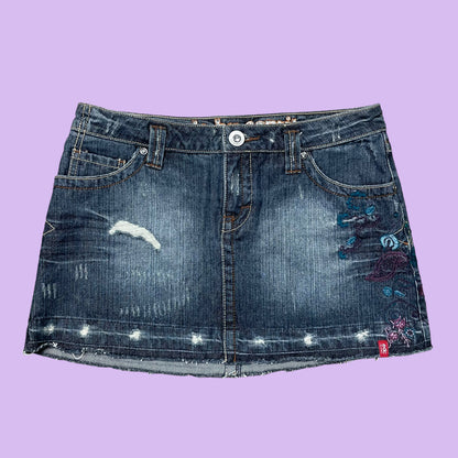 Denim Mini Skirt With Embroidery - DE 38