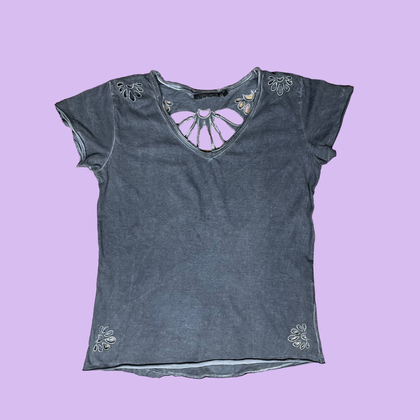 Grey Top With Cutouts - M