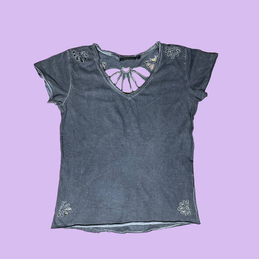 Grey Top With Cutouts - M