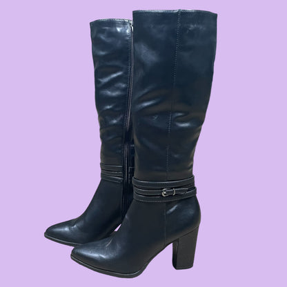 Y2K Faux Leather Boots - EU 37