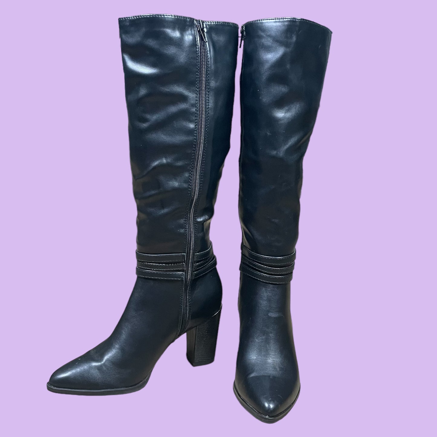 Y2K Faux Leather Boots - EU 37