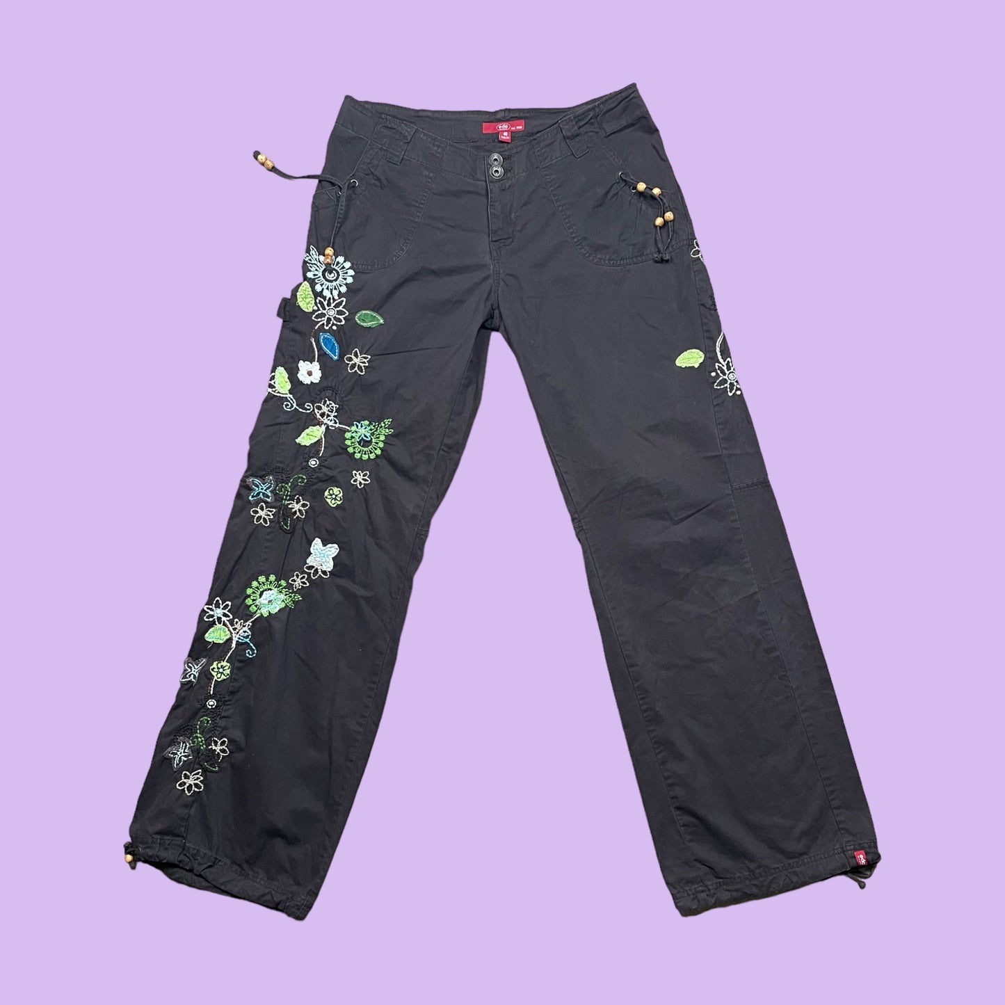 Brown Embroidered Cargo Pants - DE 40