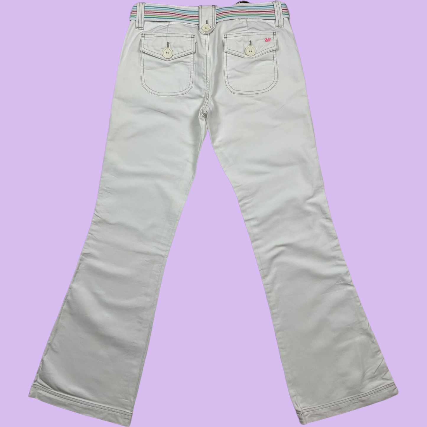 White Bootcut Pants - S