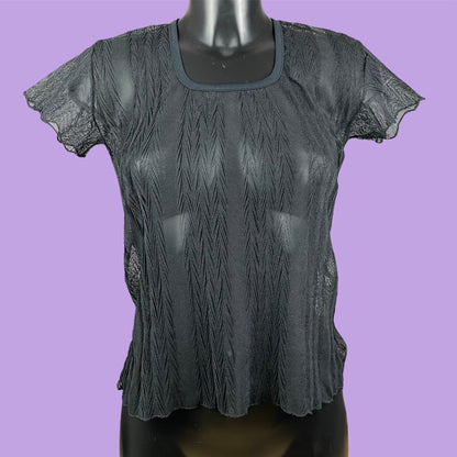 Sheer Black Mesh Top - S