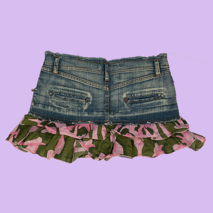 Denim Camouflage Mini Skirt - L