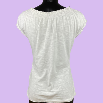 White Graphic Top - M