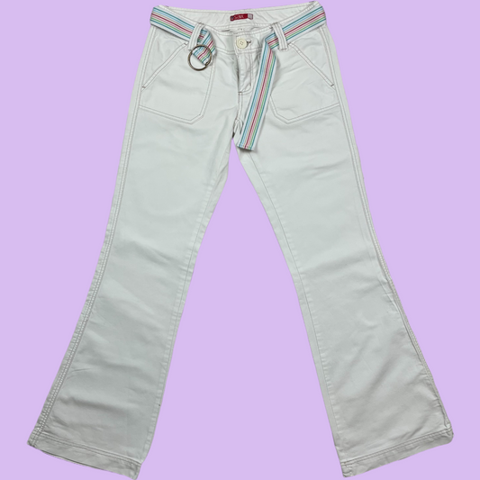 White Bootcut Pants - S